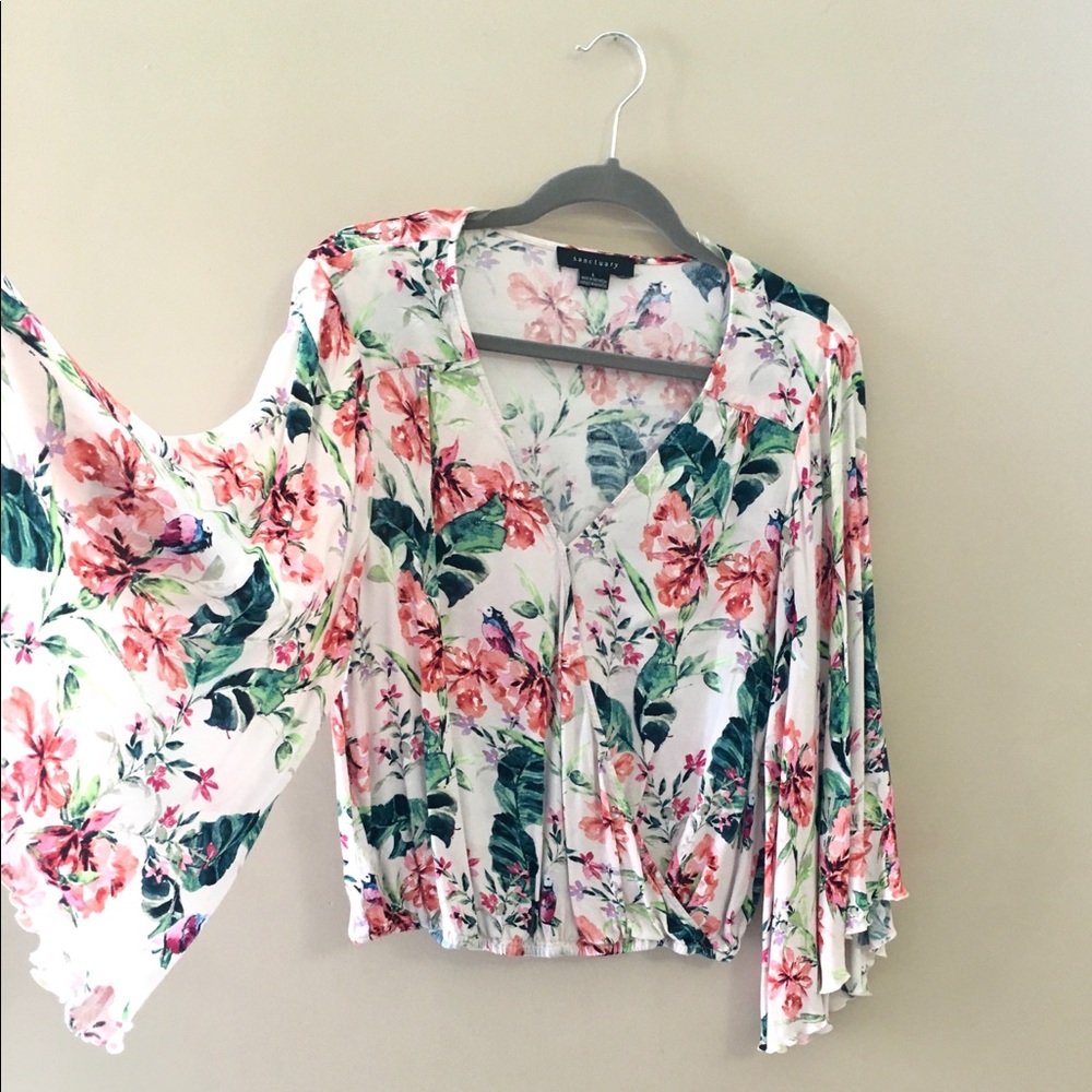 GORGEOUS floral bell sleeve/ cinch/ large